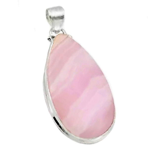 Natural Pink Lace Agate Gemstone Solid .925 Silver Pendant - BELLADONNA