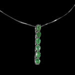 Exquisite Natural Unheated Brazilian Emerald Solid .925 Sterling Silver 14k White Gold Necklace - BELLADONNA