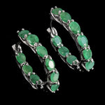 Exquisite Natural Unheated Brazilian Emerald Solid .925 Sterling Silver 14k White Gold Earrings - BELLADONNA
