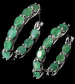 Exquisite Natural Unheated Brazilian Emerald Solid .925 Sterling Silver 14k White Gold Earrings - BELLADONNA