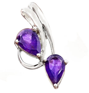 Elegant Natural Purple Amethyst Gemstone Solid .925 Sterling Silver Pendant - BELLADONNA