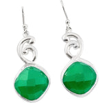 Natural Indian Emerald Gemstone set in Solid .925 Sterling Silver Earrings - BELLADONNA