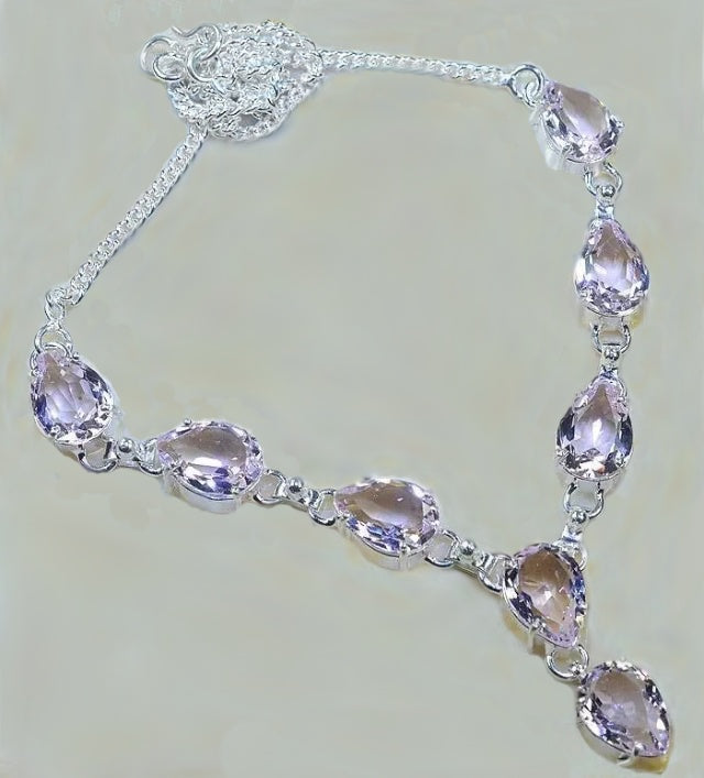 Pastel Pink Topaz Gemstone .925 Silver Necklace - BELLADONNA