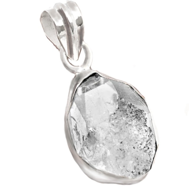 Natural Herkimer Diamond Gemstone Solid .925 Sterling Silver Pendant - BELLADONNA