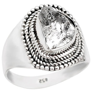 Natural Herkimer Diamond Solid Sterling Silver Ring Size US 7.5 - BELLADONNA