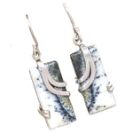 Natural Dendritic Opal Gemstone .Solid 925 Sterling Silver Earrings - BELLADONNA