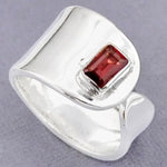 Natural Garnet Gemstone Solid .925 Sterling Silver Ring Size 9 or R 1/2 Adjustable - BELLADONNA
