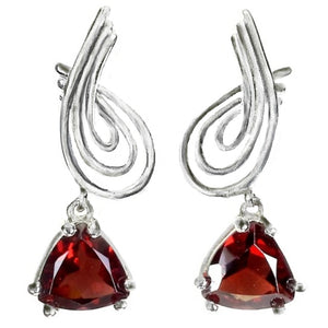 Natural Unheated Mozambique Garnet Solid .925 Sterling Silver 14K White Gold Earrings - BELLADONNA