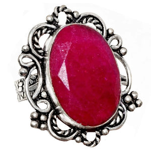 Handmade Antique Setting Indian Ruby 925 Sterling Silver Ring Size Us 8.5 or UK Q 1/2 - BELLADONNA