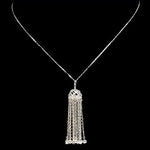 White Cubic Zirconia Solid .925 Sterling Silver, 14K White Gold Waterfall Necklace - BELLADONNA