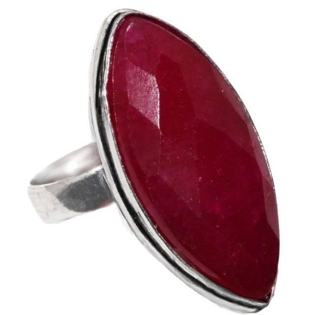 Handmade Indian Ruby 925 Sterling Silver Ring Size US 7.5 UK P - BELLADONNA