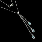 Dainty Natural Unheated Apatite Gemstone Solid .925 Silver 14K White Gold Necklace - BELLADONNA