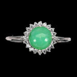 Natural Unheated Brazilian Chrysoprase and White CZ Gemstone Solid. 925 Silver Ring Size 8.5 - BELLADONNA