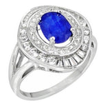 Beautiful Natural Indian Sapphire Quartz, White Topaz Solid .925 Sterling Silver Ring Size 8 - BELLADONNA