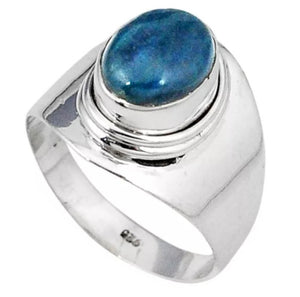 4.16 cts Natural Blue Apatite Gemstone Solid .925 Sterling Silver Ring Size 8 - BELLADONNA