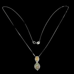 Deluxe Unheated Ethiopian Rainbow Full Flash Fire Opal Solid .925 Sterling Pendant Necklace - BELLADONNA