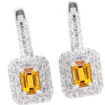 28.75 cts Natural Citrine, White Cubic Zirconia .925 Sterling Silver Earrings - BELLADONNA