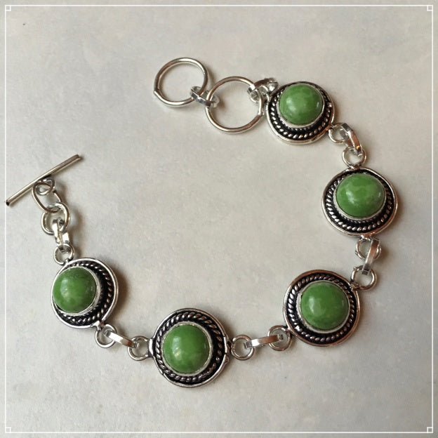 Natural Green Copper Turquoise Gemstone Silver Bracelet - BELLADONNA