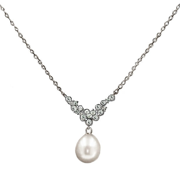21.45 Cts Incredible Freshwater Pearl ,White Cz Solid. 925 Sterling Silver Necklace - BELLADONNA