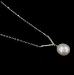 15.9 Cts Incredible Freshwater Pearl ,White Cz Solid. 925 Sterling Silver Necklace - BELLADONNA