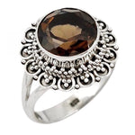 5.76 Cts Natural Smoky Topaz 100% .925 Solid Sterling Silver Ring Size 7.5 - BELLADONNA