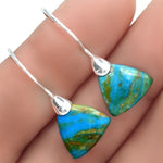 Natural Peruvian Blue Opal Gemstone Solid .925 Sterling Silver Earrings - BELLADONNA