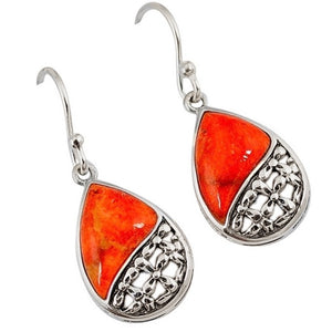 Natural Arizona Red Copper Turquoise Earrings and Pendant Set Solid .925 Sterling Silver - BELLADONNA
