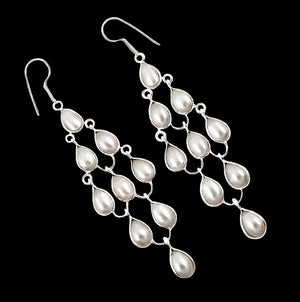 20.80 Cts Natural White Pearl , Solid .925 Sterling Silver Earrings - BELLADONNA