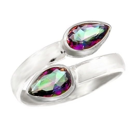 Rainbow Mystic Topaz Gemstone Ring In Solid .925 Sterling Silver. Size US 8/ Q - BELLADONNA