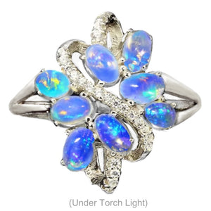 Authentic 19.62 Cts Ethiopian Fire Opal Cz Gemstone Solid .925 Sterling Ring Size 9 - BELLADONNA