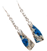 Natural K2 Granite with Blue Azurite Gemstone Solid .925 Silver Fine Earrings - BELLADONNA