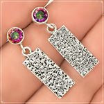 Dainty Rainbow Mystic Topaz Dangle Stud Earrings In Solid 925 Sterling Silver - BELLADONNA