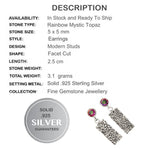 Dainty Rainbow Mystic Topaz Dangle Stud Earrings In Solid 925 Sterling Silver - BELLADONNA