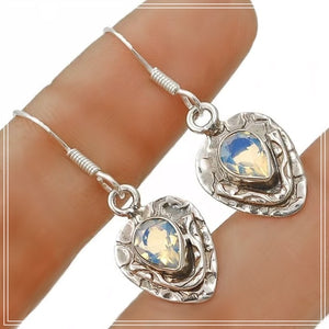 Faceted Opalite  Solid .925 Sterling Silver Earrings - BELLADONNA