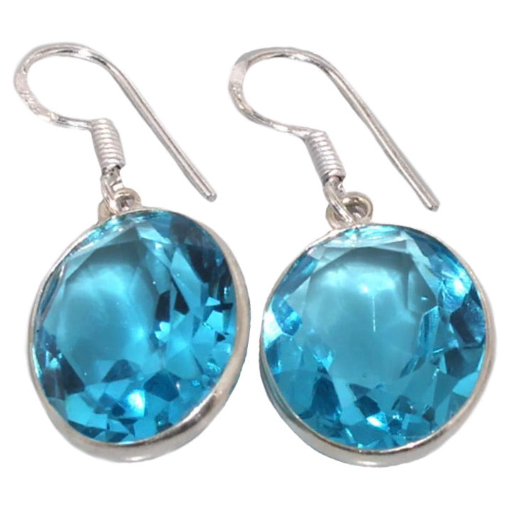 Swiss Blue Topaz Gemstone .925 Sterling Silver Earrings - BELLADONNA