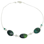 Natural Chrysocolla Solid .925 Sterling Silver Necklace & Earrings Set - BELLADONNA