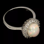 Ethiopian Fire Opal And White Cubic Zirconia Gemstone Solid .925 Sterling Ring Size 8 - BELLADONNA