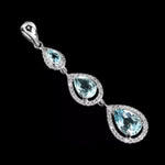 Breathtaking Natural AAA Sky Blue Topaz, White Cubic Zirconia Solid .925 Sterling Silver Set - BELLADONNA