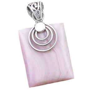 Natural Pink Aragonite Solid.925 Sterling Silver Pendant - BELLADONNA