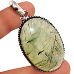 Soft Green Scottish Moss Prehnite Gemstone .925 Silver Pendant - BELLADONNA