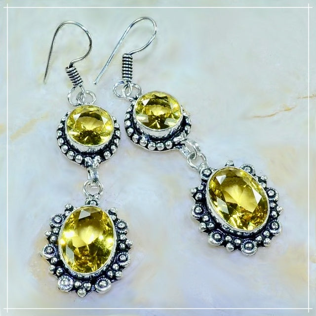 Mixed Shapes Faceted Citrine set in .925 Sterling Silver Earrings - BELLADONNA