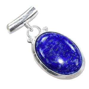 Natural Lapis Lazuli Oval Gemstone .925 Silver Pendant - BELLADONNA