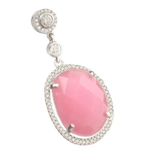 Faceted Pink Chalcedony, White Topaz Pendant set in Solid.925 Sterling Silver - BELLADONNA