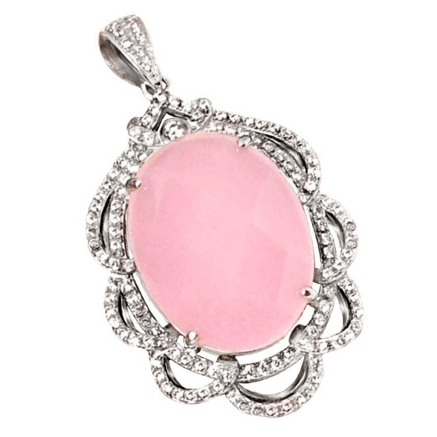 17.58 Cts Chalcedony, White Topaz Pendant Solid.925 Sterling Silver - BELLADONNA