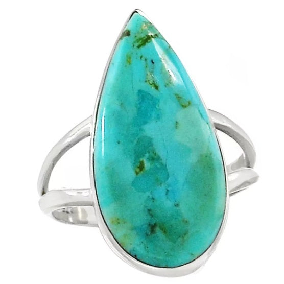 Natural Sleeping Beauty Turquoise, Gemstone Solid .925 Silver Ring Size 8.5 - BELLADONNA
