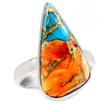 Natural Spiny Oyster South Western Arizona Turquoise Solid .925 Sterling Silver Ring size US 7.5 - BELLADONNA