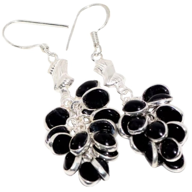Handmade Black Onyx Gemstone Silver Earrings - BELLADONNA