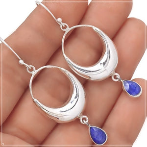Faceted Sapphire Gemstone Solid .925 Sterling Silver Earrings - BELLADONNA