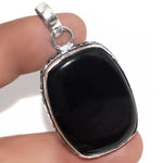 Black Onyx Gemstone Silver Pendant - BELLADONNA
