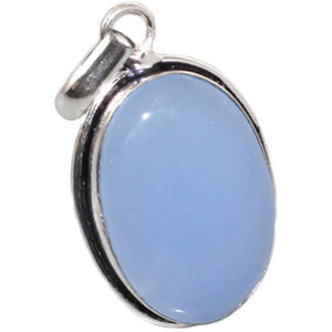 Handmade Blue Chalcedony Oval .925  Sterling Silver Pendant - BELLADONNA